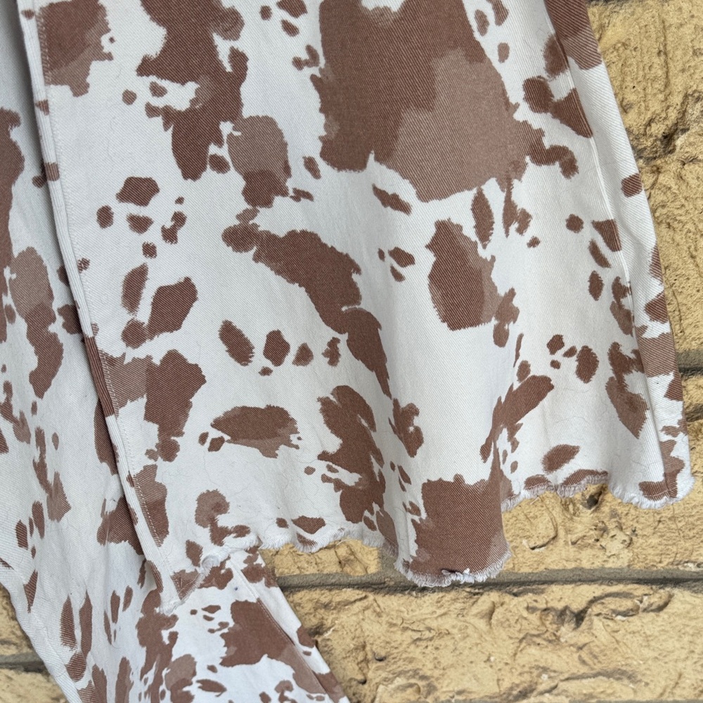 Altar’d State Stretch Jeans High Waist Flare bottom Size XS Cow Print Western - Picture 11 of 15
